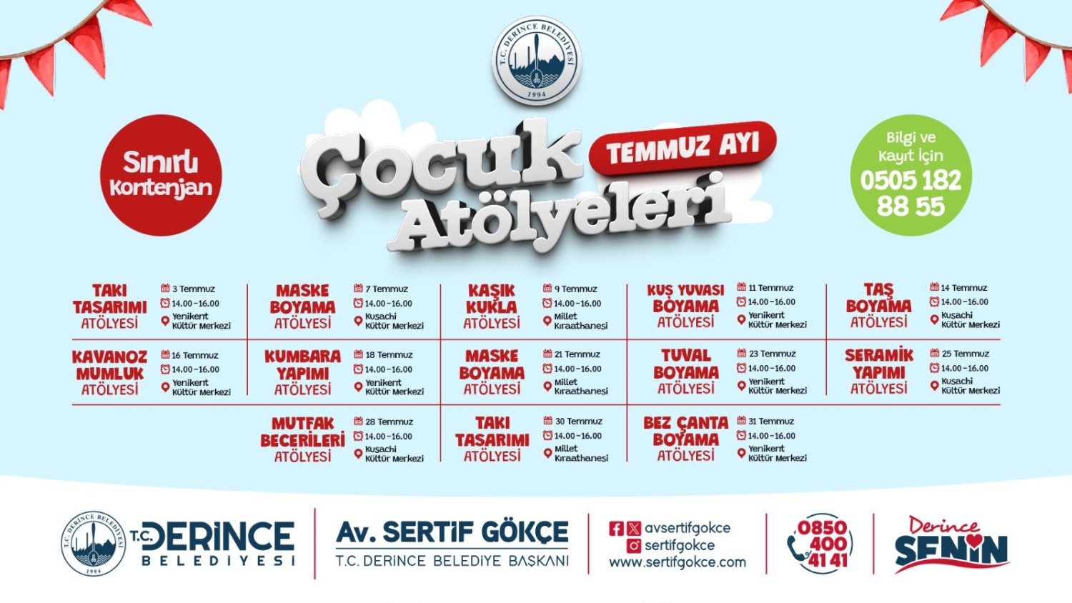 Derince’de Çocuklar İçin Yaz Atölyeleri Başlıyor   