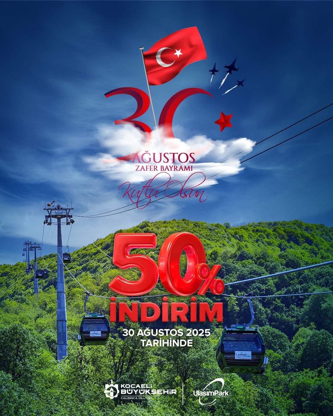 Kartepe Teleferik, 30 Ağustos’ta Yüzde 50 İndirimli